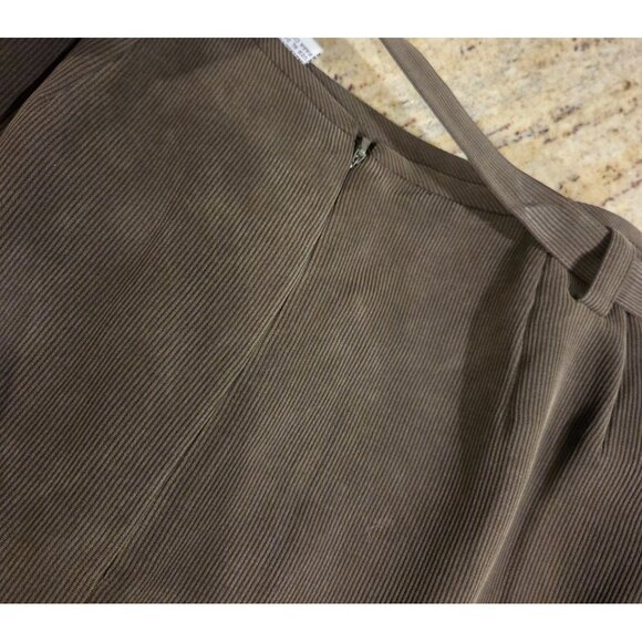 Lot Kasper Women Sz 12 100% Silk Green Skirt Pouch & Norton Floral Blouse Brown - Picture 12 of 16